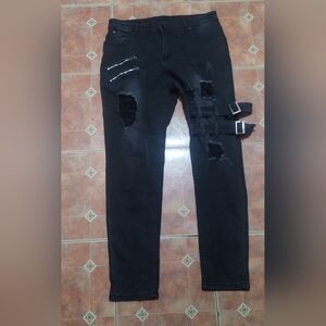 EUC Black Distressed Women Jeans Size L